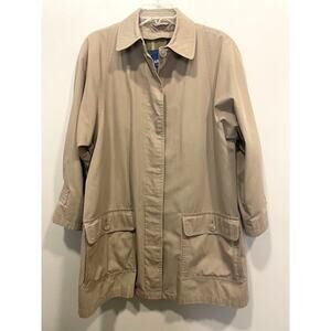 London Fog Khaki Plaid Flannel Lined Mid-length Trench Coat Women's Sz 10P